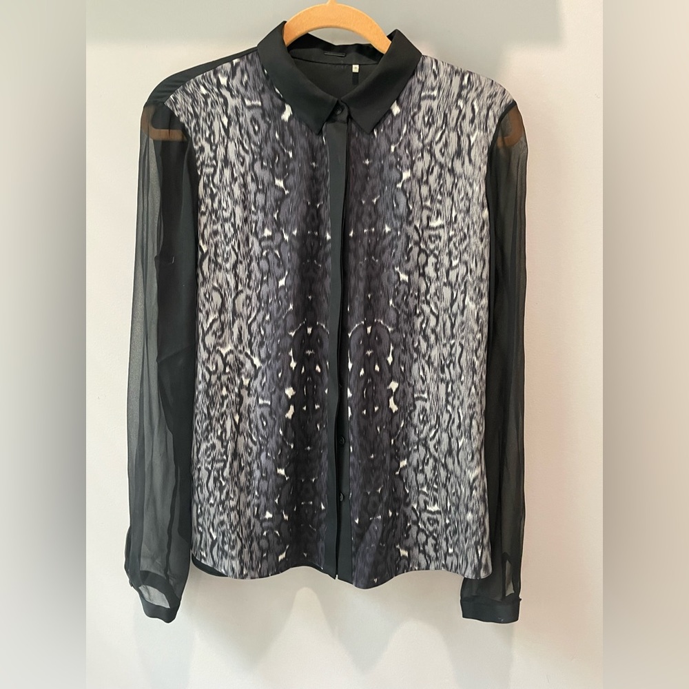 Elie Tahari sheer snakeskin blouse